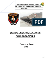 Comunicación II: Silabo de la asignatura para la Escuela de Educación Superior Técnico Profesional PNP