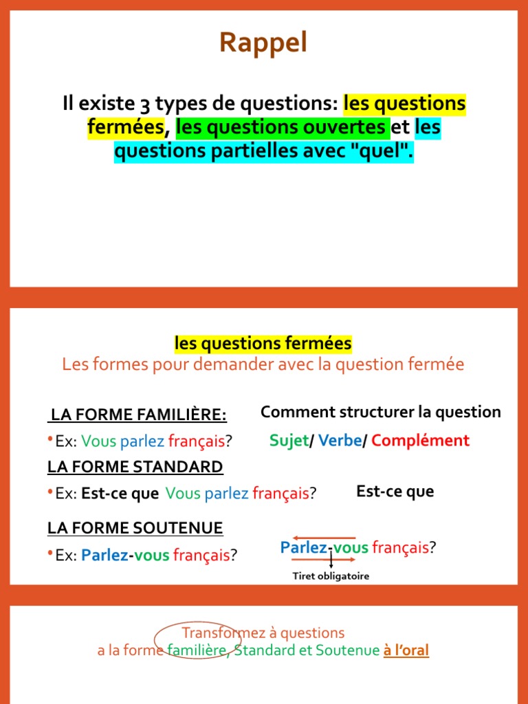 Types de questions en français | PDF