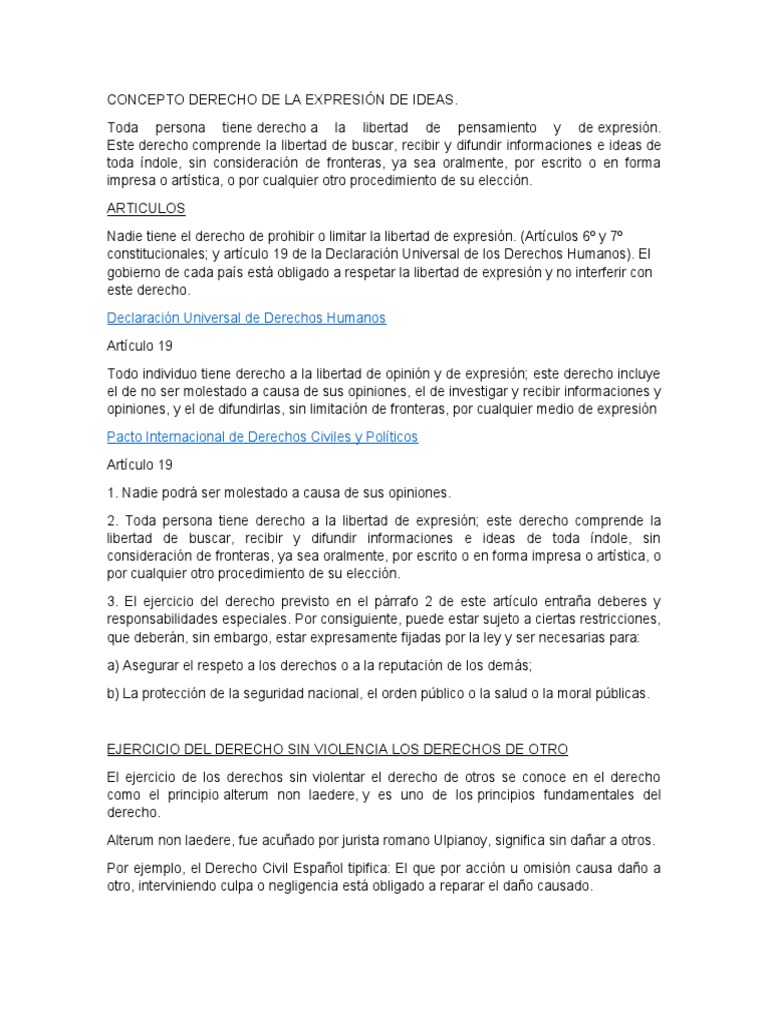 Derecho a la Libertad de Expresión | PDF | Libertad de expresión | Libertad