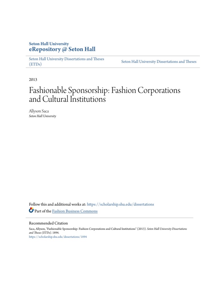Fashionable Sponsorship Fashion Corporations and Cultural Instit