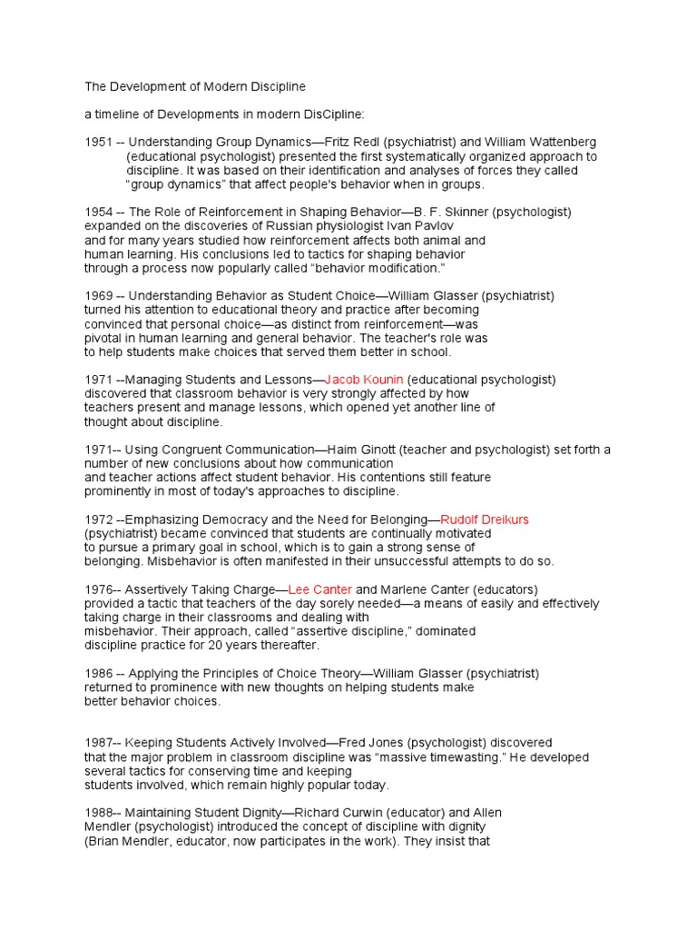 Evolution of Modern Discipline Theories | PDF | Teachers | Learning