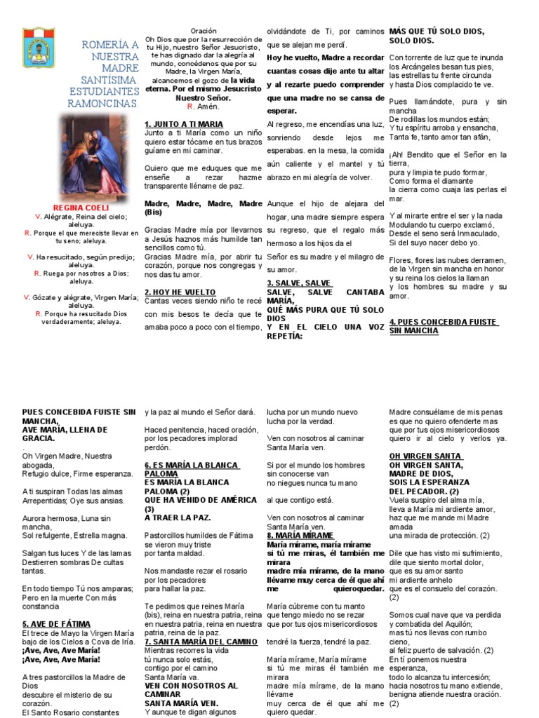 Oraciones y Cantos a la Virgen María | PDF | María, madre de Jesús ...