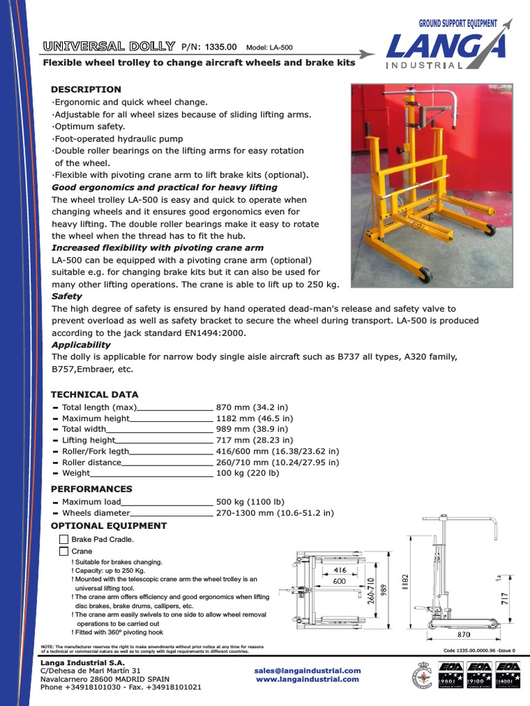 Wheel Change Dolly 1335.00 PDF Crane (Machine) Brake