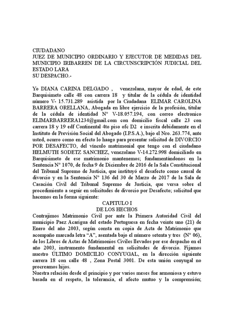 Diana Divorcio Pdf Divorcio Matrimonio