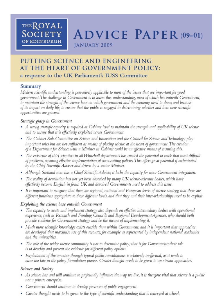 Integrating Science in UK Government Policy | PDF | Scientific Method ...