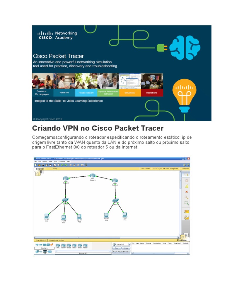 Configuração de VPN no Cisco Packet Tracer | PDF | Protocolos de ...