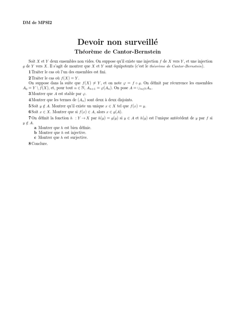 Démonstration du théorème de CantorBernstein PDF — free download