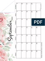 September Calendar 2022 Printable Rose