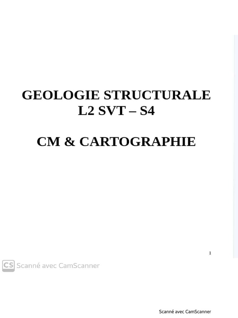 Geologie Structurale Et Cartographie 2016 2017 PDF