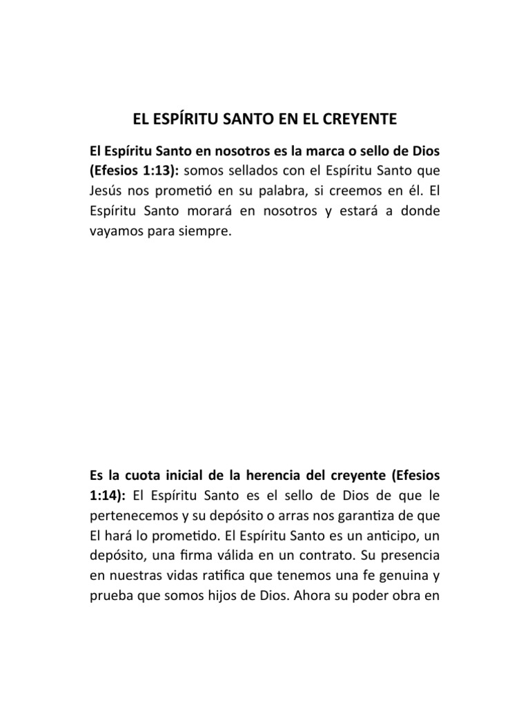 El Poder del Espíritu Santo en el Creyente | PDF | espíritu Santo | Dios