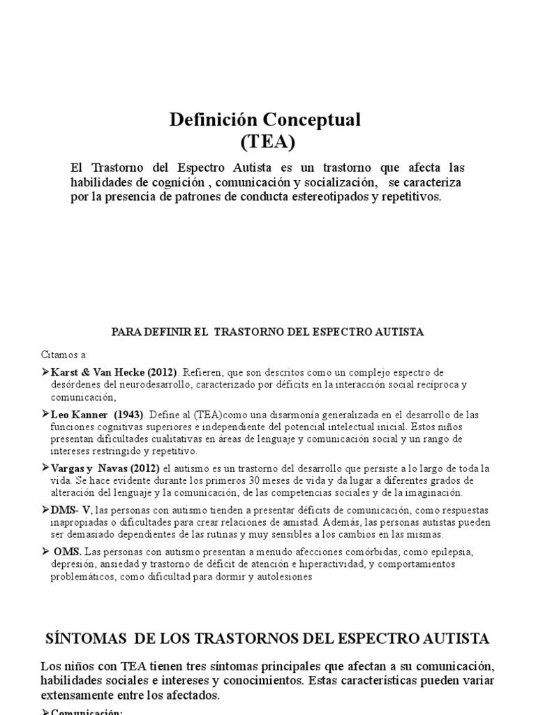 Definición Conceptual Del TEA. | PDF | Espectro autista | Medicina CLINICA