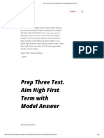Prep Three Test. Aim High First Term With Model Answer