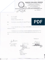 Dr. Brajabashi Sarkar - Regarding Permision Letter For Holding International Seminar by The Department of Hindi, Ranchi Colloeg, Ranchi. Released August 1, 2011