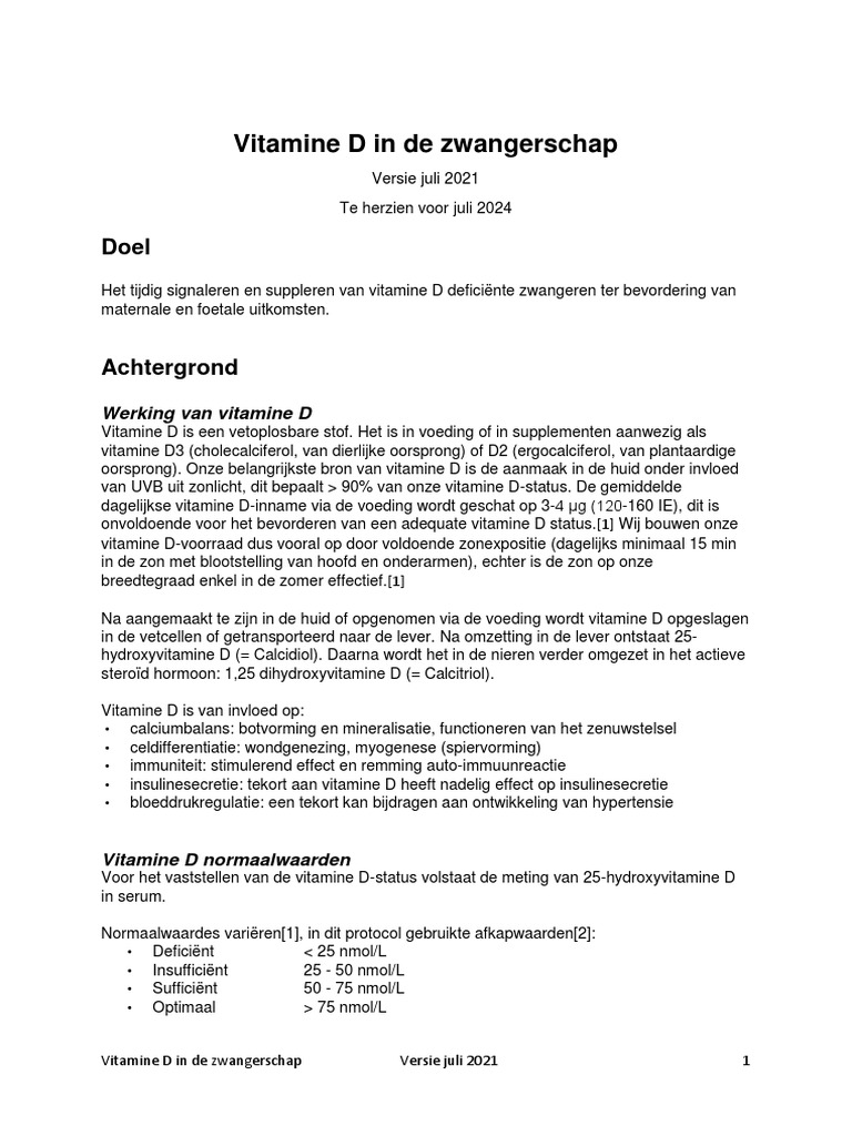 Vitamine D in de Zwangerschap PDF