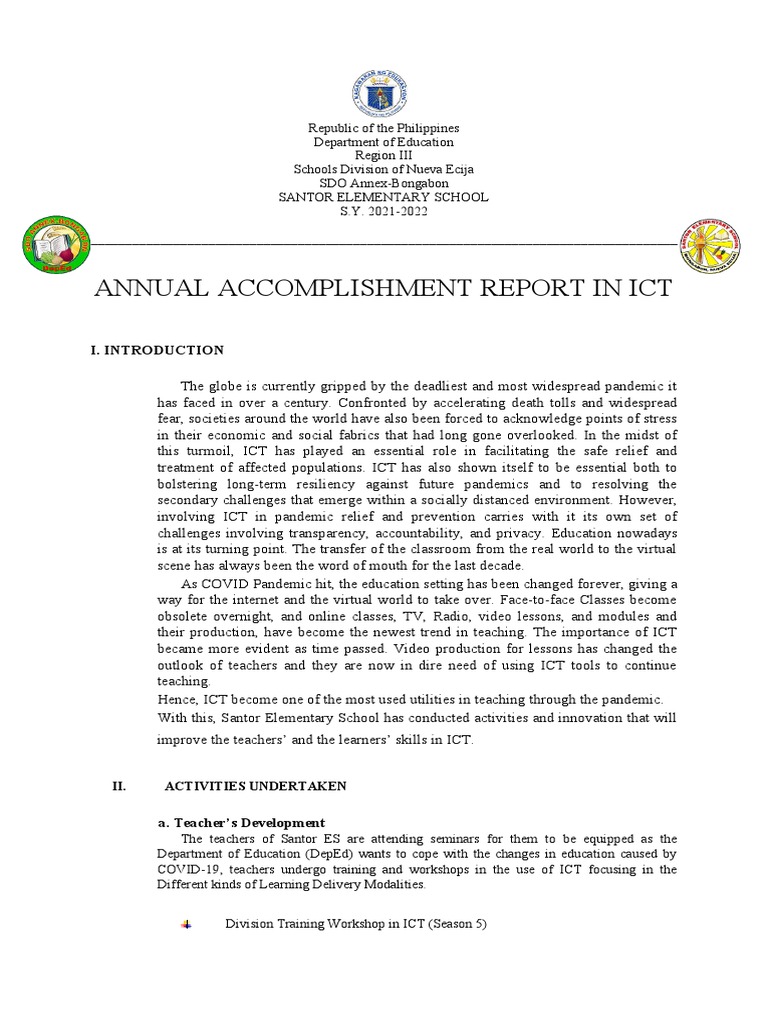 Accomplishment Report in ICT | PDF | Educational Technology | Learning