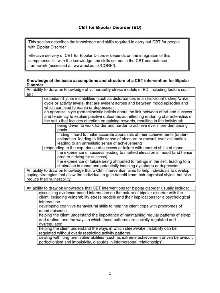 CBT Strategies for Bipolar Disorder | PDF | Mood Disorders | Mental ...