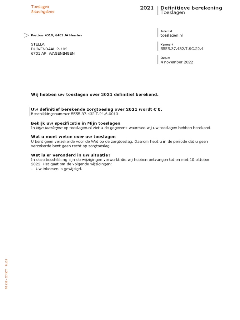 Definitieve Berekening Toeslagen 2021 PDF