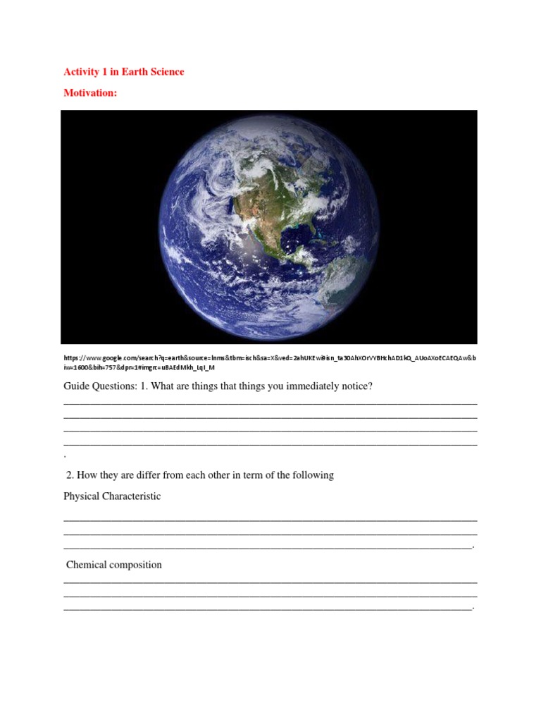 Earth Science Activity Guide | PDF | Earth | Earth Sciences
