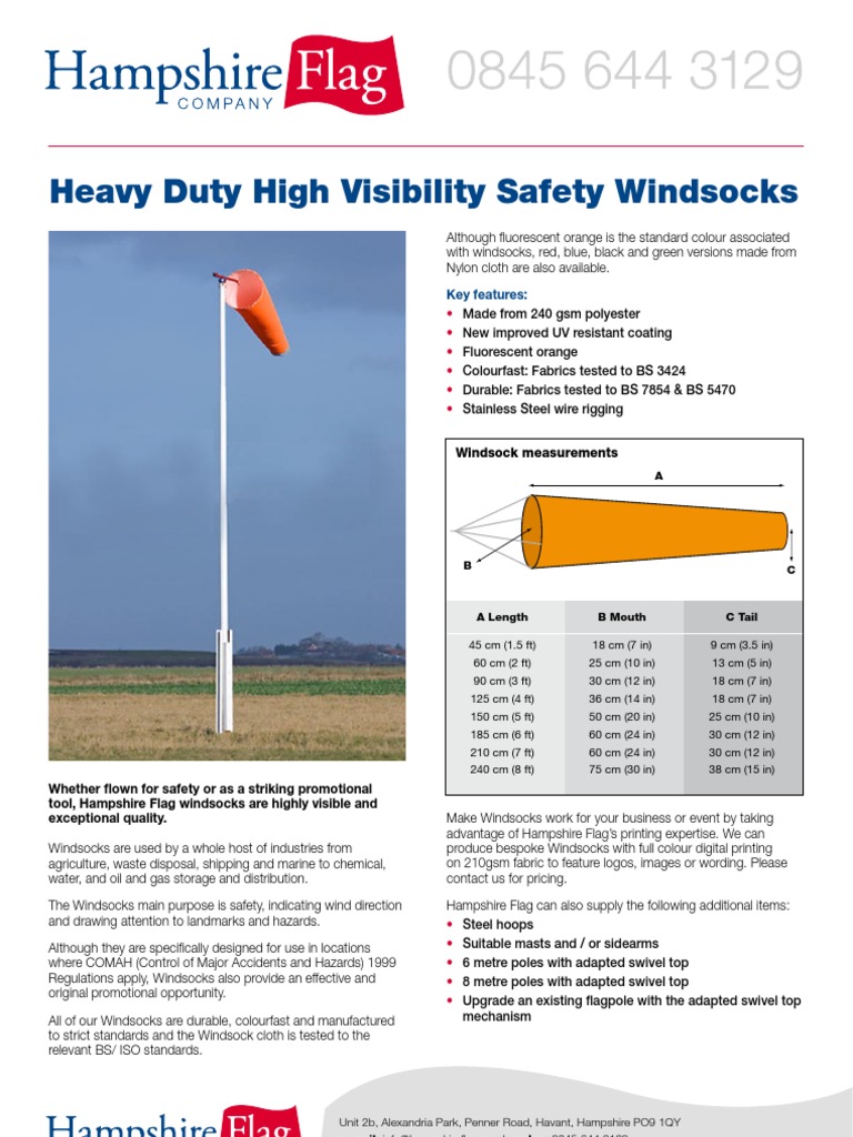 Heavy Duty Safety Windsocks Specifications | PDF