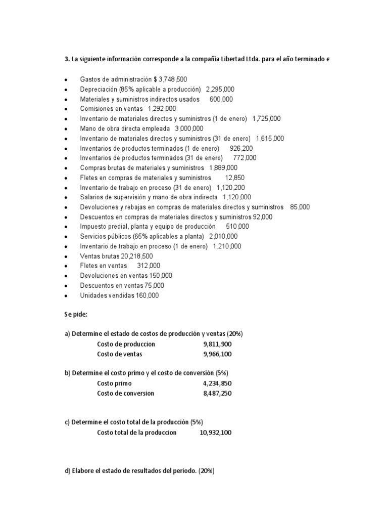 Análisis de Costos y Resultados 2020 | PDF | Inventario | Estado de ...
