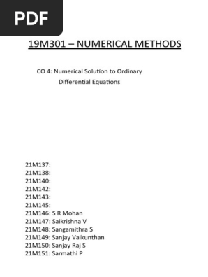 Numerical Methods Final | PDF | Differential Equations