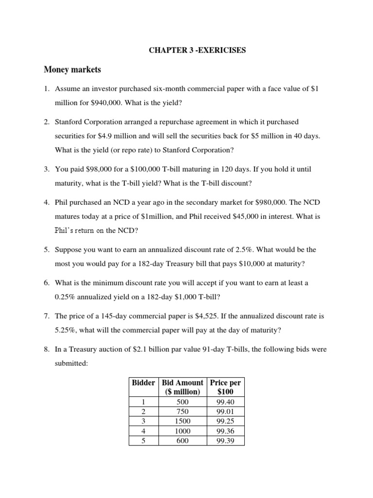 Chapter 3 Exercises | PDF | Bonds (Finance) | United States Treasury ...