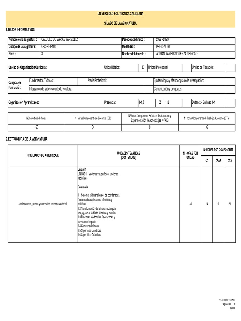 Sílabo 6111C713244-331065 | PDF | Integral | Degradado