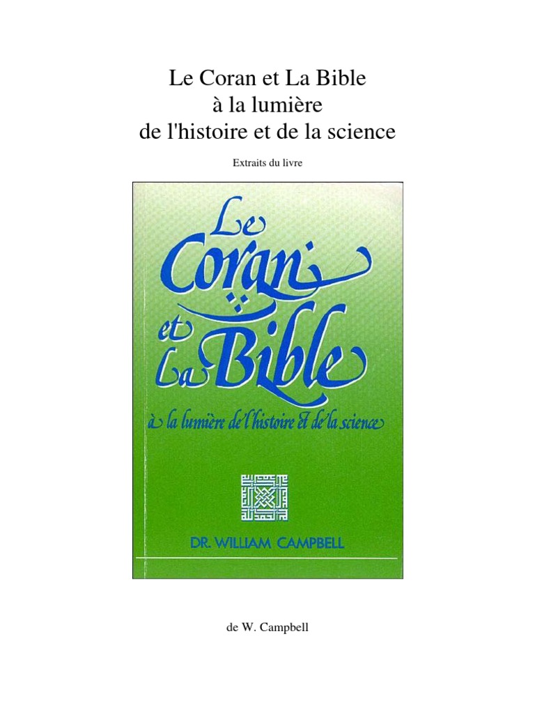 Le Coran Et La Bible PDF Coran Islam