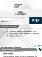 Week 3 Ethical Codes: Spi101 - Social and Professional Issues