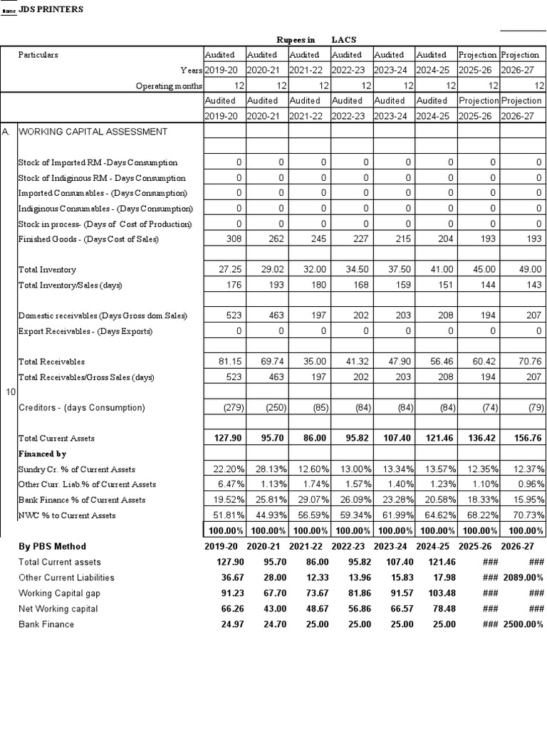 Financial Projections and Loan Repayment Schedule for JDS Printers