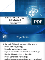 Behavioral Psychology (Introduction) : Ashfaq Ahmad Sahil Lecturer INS (KMU)