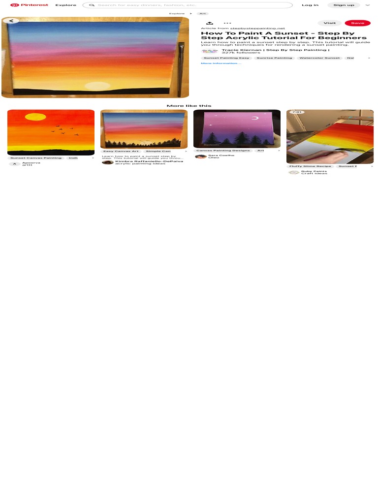 How To Paint A Sunset - Step By Step Acrylic Tutorial For Beginners ...