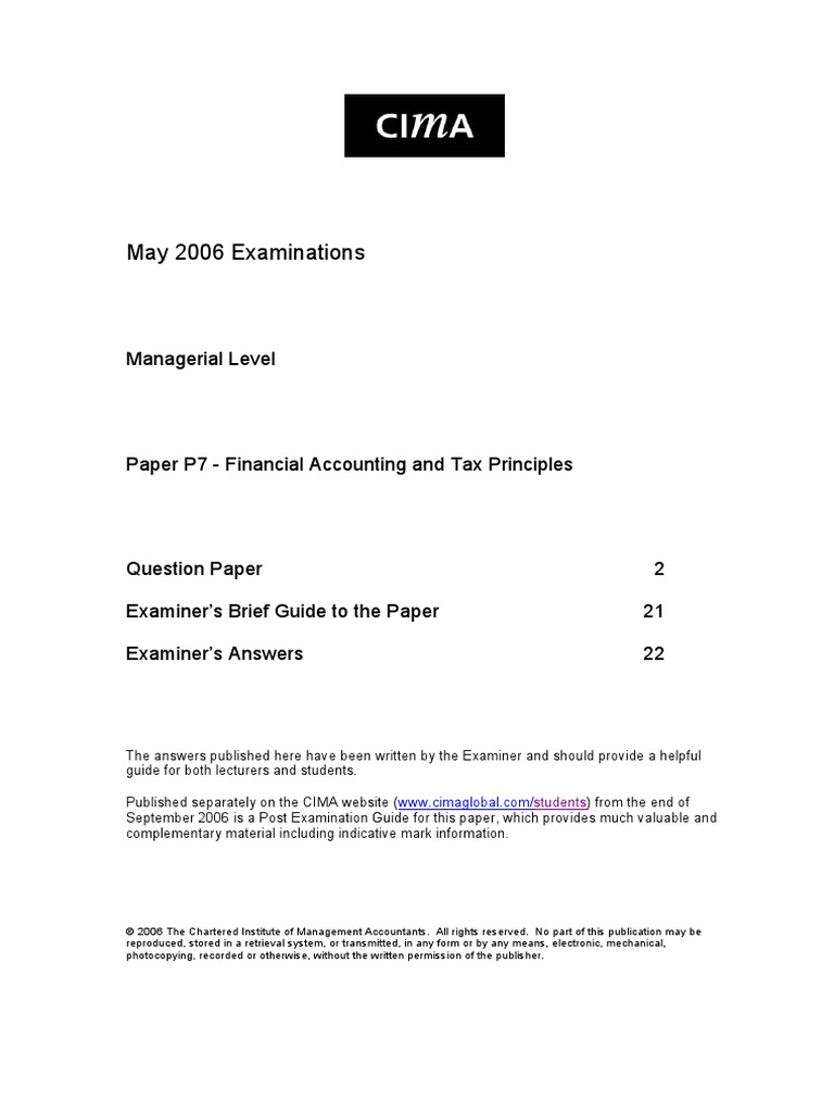 CIMA Exam: Financial Accounting | PDF | Depreciation | Fixed Asset
