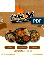 Delhi36Restaurant Menu with Chinese, North Indian & Tandoori Dishes
