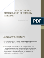 Ca: Duties, Appointment & Remuneration of Company Secretary: By: Vishal Malhotra