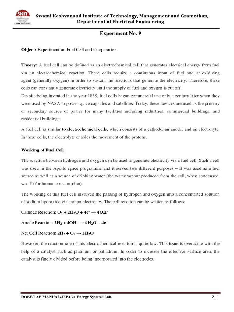 9 Exp PDF Fuel Cell Electrochemistry