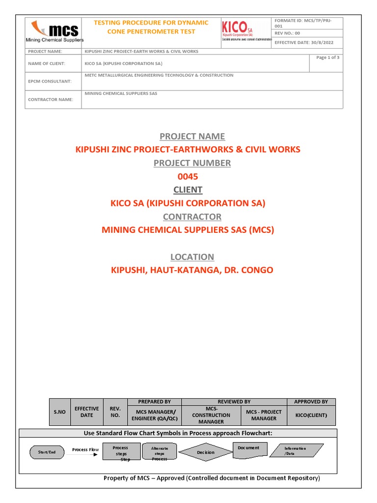 Dynamic Cone Penetrometer Test Procedure | PDF | Technology & Engineering