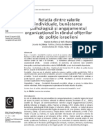 Relația Dintre Individuale, Bunăstarea Psihologică Și Angajamentul Organizațional În Rândul Ofițerilor Poliție Israelieni