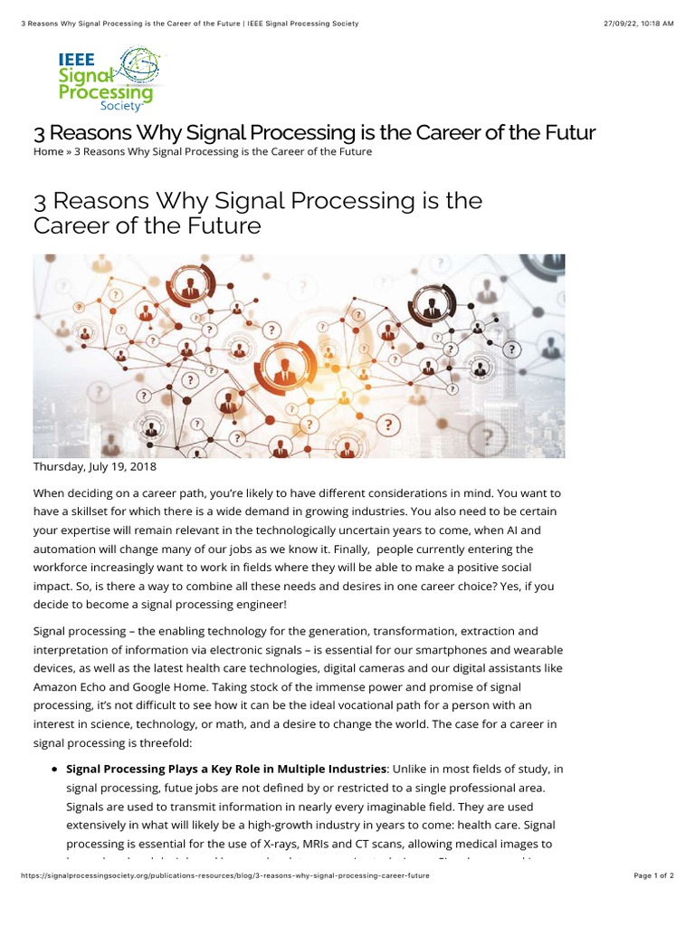 Three Reasons Why Signal Processing Is The Career of The Future PDF
