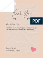 Pink Gray Elegant Minimalist Thank You Letter