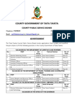 Vacancies For Various Positions in The County Government of Taita Taveta Dated Friday 9th December 2022