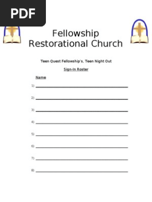 Teen Night Sign-In Roster