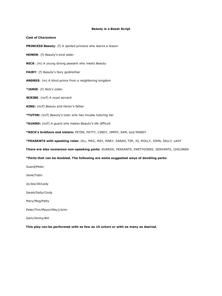 Beauty Is A Beast Script | PDF