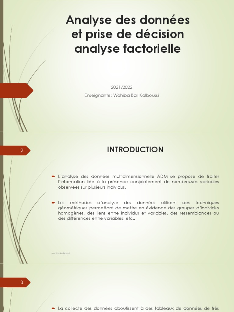 Analyse Factorielle des Données Multidimensionnelles | PDF | Analyse ...