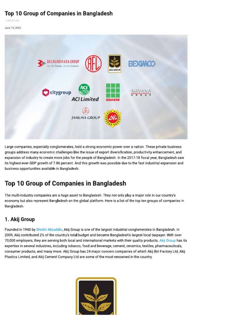 Bangladesh Top 10 Companies PDF