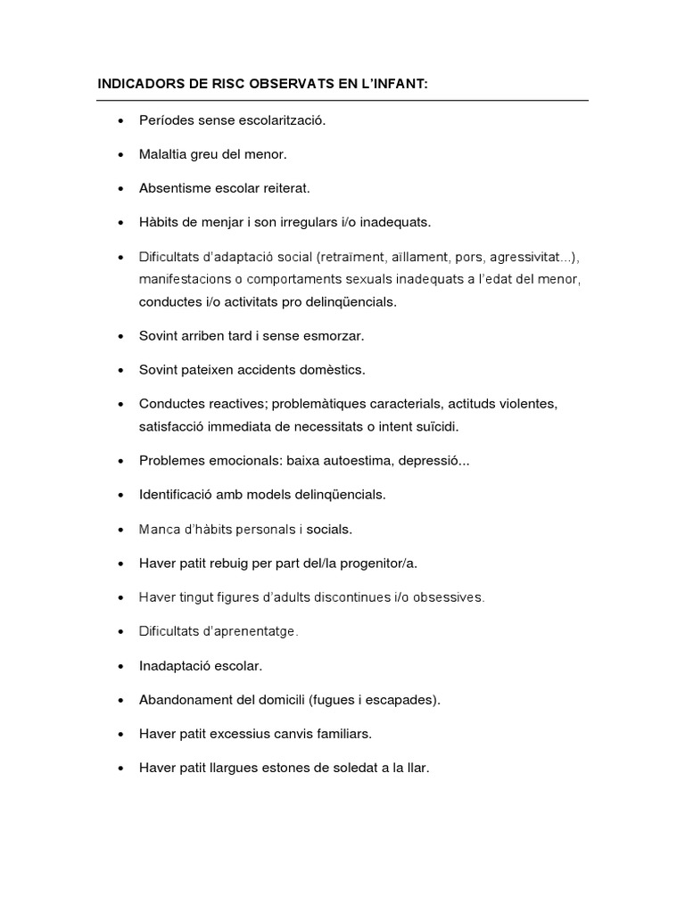 Indicadors de Risc I Maltractament | PDF
