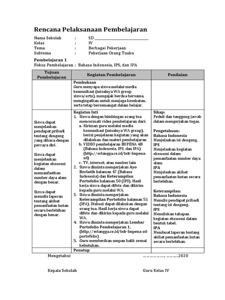 RPP Pembelajaran Deep Learning SD | PDF