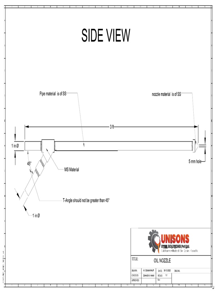 Oil Nozzle Drawing PDF PDF