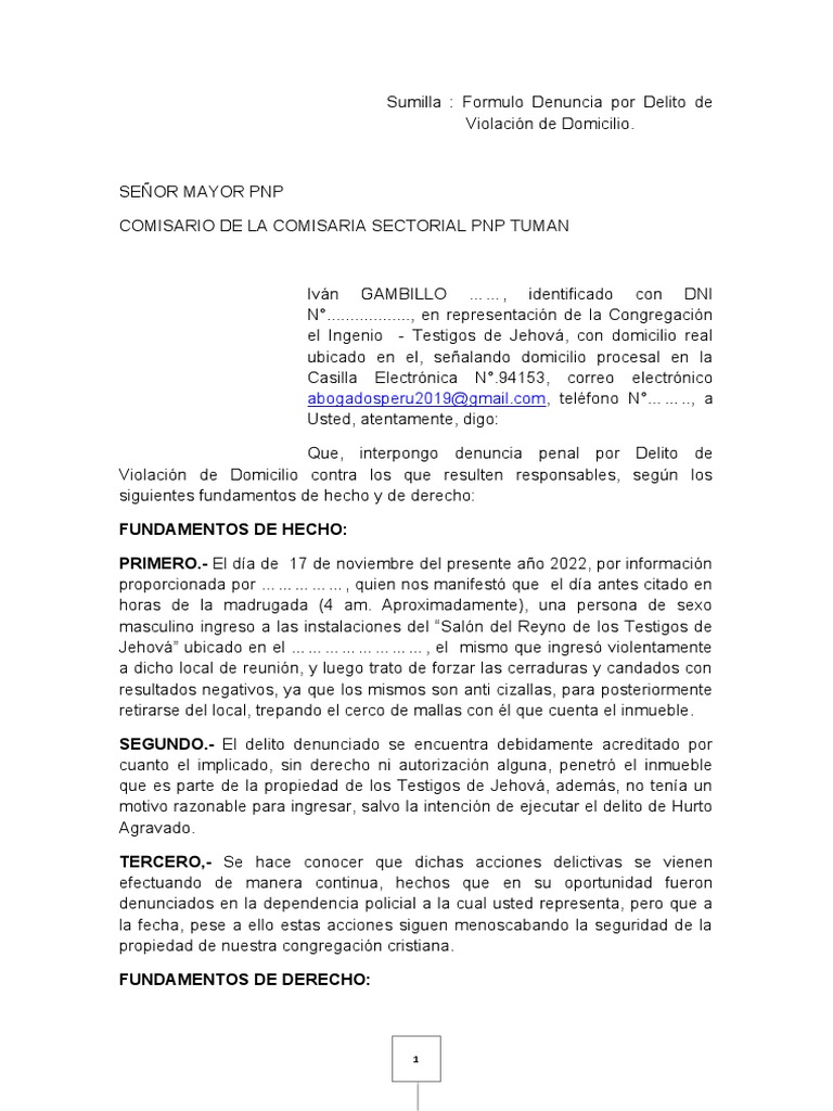 Denuncia Ivan | PDF | Violación | Crímenes