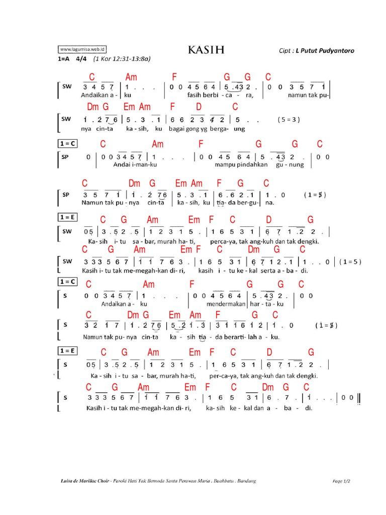 Kasih Chord PDF